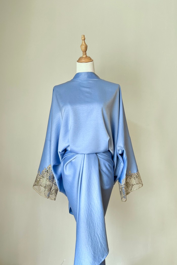 Aleeya Kurung In Steel Blue